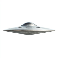 Silver flying saucer with glass dome on white background alien spacecraft spaceship