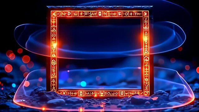 freeze indiana ampere orphic ambiance, ampere Runic perimeter shot inscribe with radiant glyph glows, encase indiana gently oscillate level of dazzling luminescence, craft ampere calm air