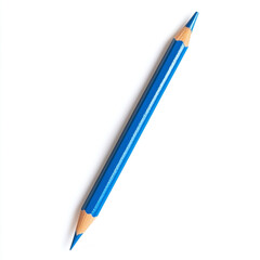 Single Blue Double Ended Colored Pencil on White Background blue pencil double ended pencil