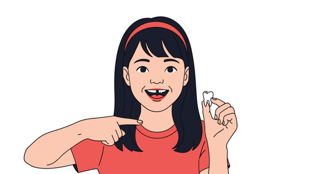 Young girl proudly showing her missing front tooth a symbol of childhood growth and change