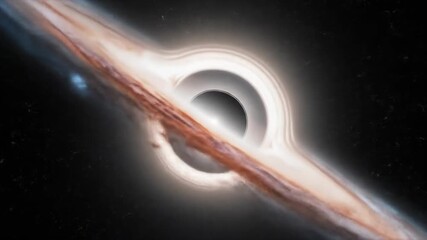 Supermassive Black Hole Accretion Disk - A stunning visualization of a supermassive black hole, showcasing its accretion disk with swirling gas and dust. - Powered by Adobe