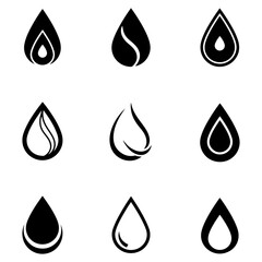 Icons representing different fluid viscosities from water to crude oil for scientific or industrial design