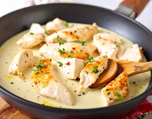 Creamy chicken in a pan