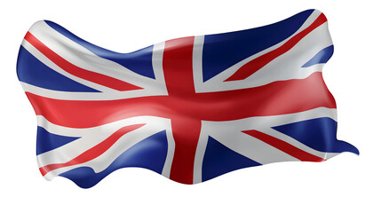 Fototapeta premium Waving Union Jack Flag, isolated on transparent background