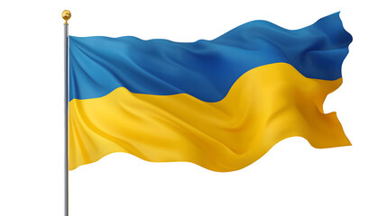 Waving Ukrainian Flag, isolated on transparent background