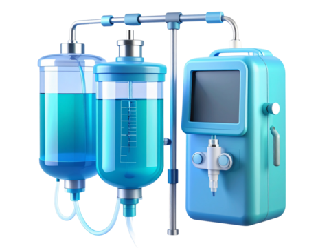  Floating Minimalist 3D Infusion Pump Icon with Soft Gradient Glow and Rounded Design, Healthcare UI Style, Transparent Background