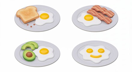 Fried eggs breakfast meal graphic illustration