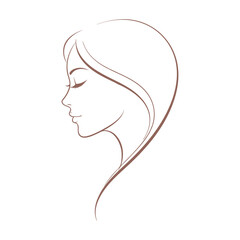 Elegant Female Face Profile Line Art with Closed Eyes for Beauty and Spa