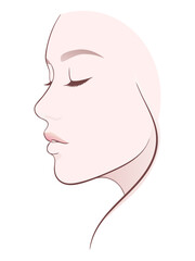 Gentle Female Face Profile with Closed Eyes for Beauty and Tranquility