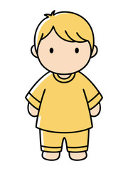 Cute Cartoon Little Boy Character with Blonde Hair Flat Design