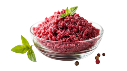 raw minced meat on white background