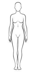 Fototapeta premium Full Female Body Outline Template for Fashion Design and Anatomy Study