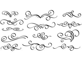 Fototapeta premium Elegant Swirl Divider Vector Set – Vintage Flourish Ornaments, Decorative Calligraphic Borders Collection