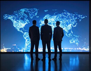 Obraz na płótnie Canvas Businessmen view global network
