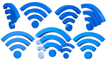 Collection of 3D blue wifi icons