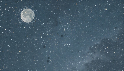 Fototapeta premium A sketch of a night sky with stars and moon