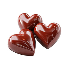heart shaped chocolate candy isolated on transparent white background png, clipping path