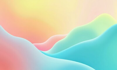 Abstract 3D Rendered Landscape with Smooth Pastel Gradient Waves.