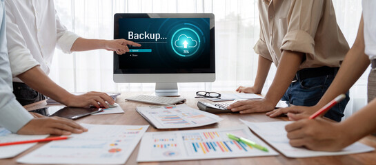 Backup Storage Data Internet Technology Business concept. Database storage cloud technology file...