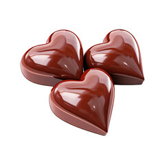 heart shaped chocolate candy isolated on transparent white background png, clipping path