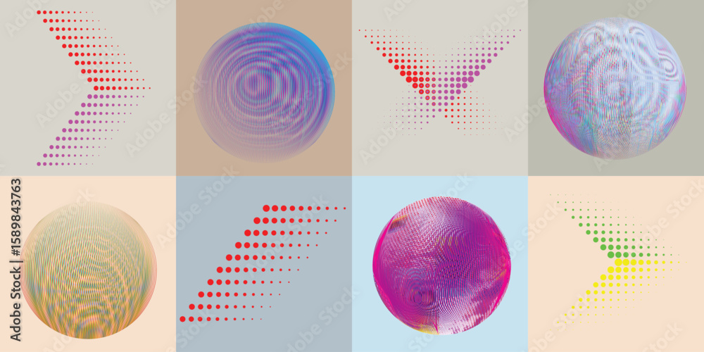 Fototapete lines and dots in circle form .rotate rounded shape vector .rotating dots form a circle .rotating an