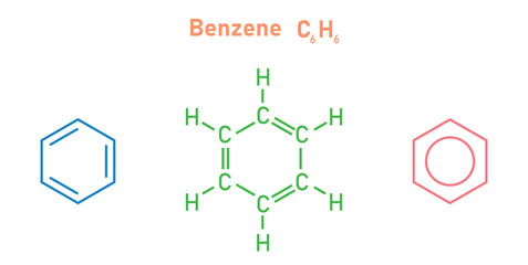 Chemical Structure of Benzene. Skeletal Formula.