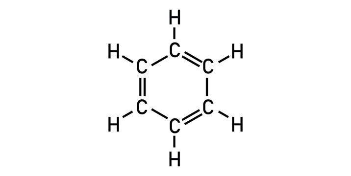 Chemical Structure of Benzene. Skeletal Formula.