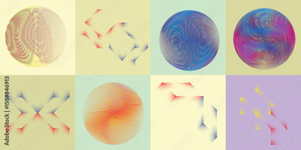 Fototapete lines and dots in circle form .rotate rounded shape vector .rotating dots form a circle .rotating an