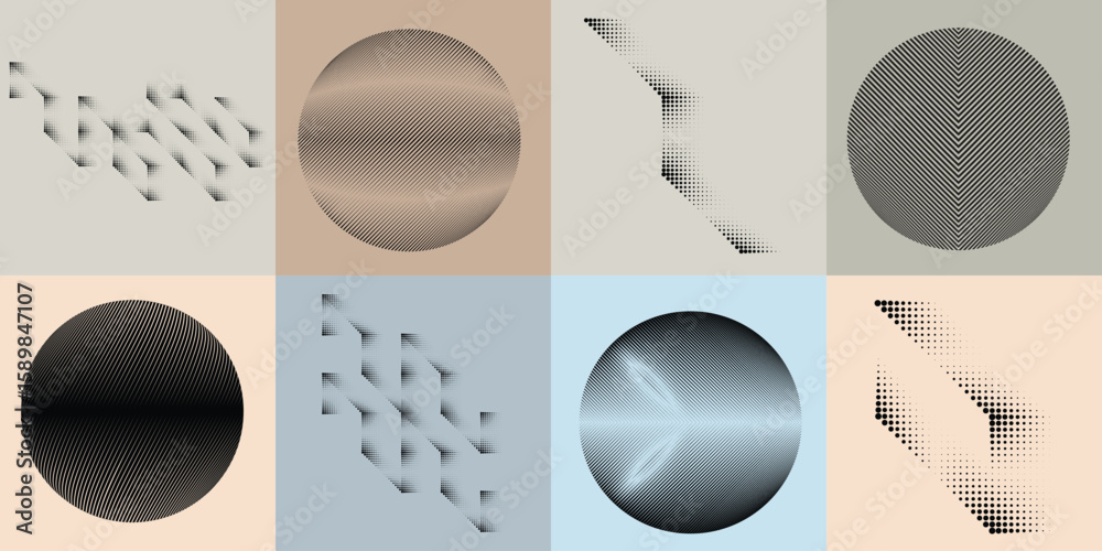 Fototapete lines and dots in circle form .rotate rounded shape vector .rotating dots form a circle .rotating an