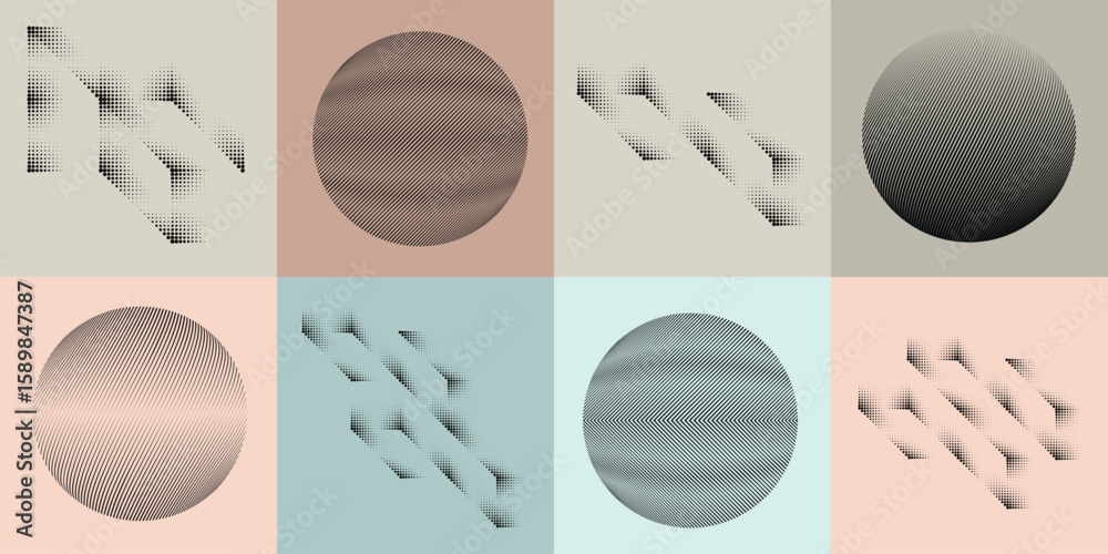 Fototapete lines and dots in circle form .rotate rounded shape vector .rotating dots form a circle .rotating an