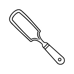 Outline a wood chisel tool on a carving woodworking