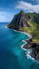 Aerial view of a spectacular tropical coastline with turquoise water