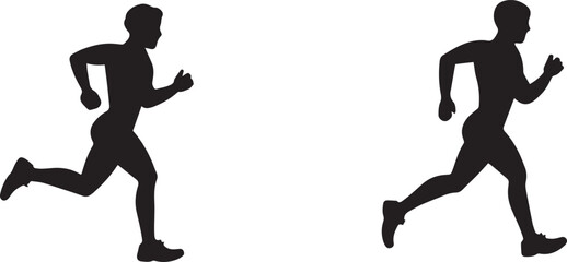 Black silhouettes of athletes running white