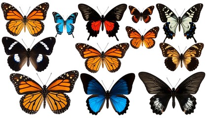 Colorful butterfly collection