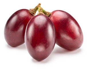 Ripe red table grape berries on white background. File contains clipping path.
