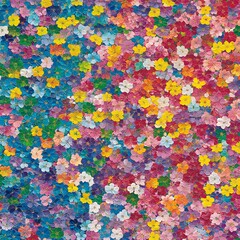 Vibrant Colorful Floral Garden Abstract Painting