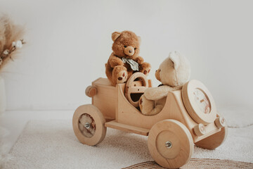 bear and bear in a car for adventure, friends..travel