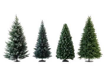 Fototapeta premium Variety of artificial snowy and green christmas trees
