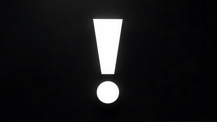 Bold White Exclamation Mark on Matte Black Background – Minimalist Symbol of Alert and Urgency