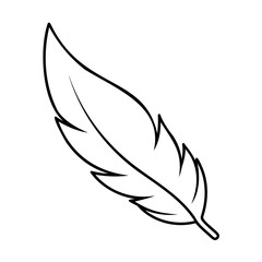 Simple outline a single feather on a quill writing