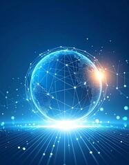 Obraz premium Futuristic digital globe representing global connectivity and technolo