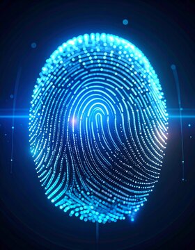 Futuristischer digitaler Fingerabdruck in leuchtendem Blau