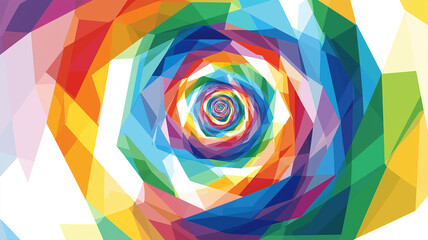 Obraz premium Abstract Geometric Spiral Tunnel of Colorful Polygon Shapes