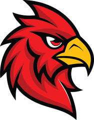 Furious macaw head mascot logo with vibrant flared crest design