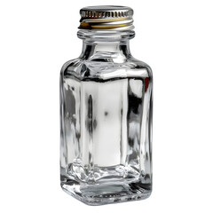 Clear glass mini bottle on transparent background