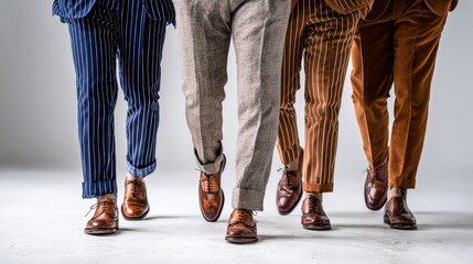 Men wearing business attire showing off colorful trousers and shoes