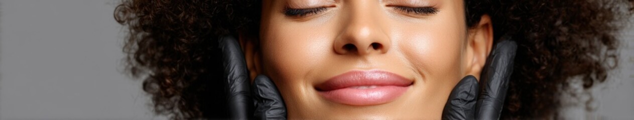 Fototapeta premium African american woman gets facial treatment at Beauty Salon