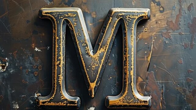 Metal letter M in close-up