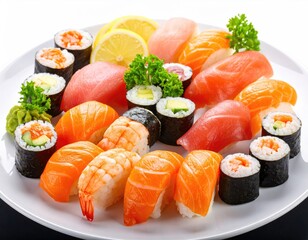 A platter of assorted sushi