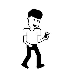 Illustration of a Man Checking Phone When Walking